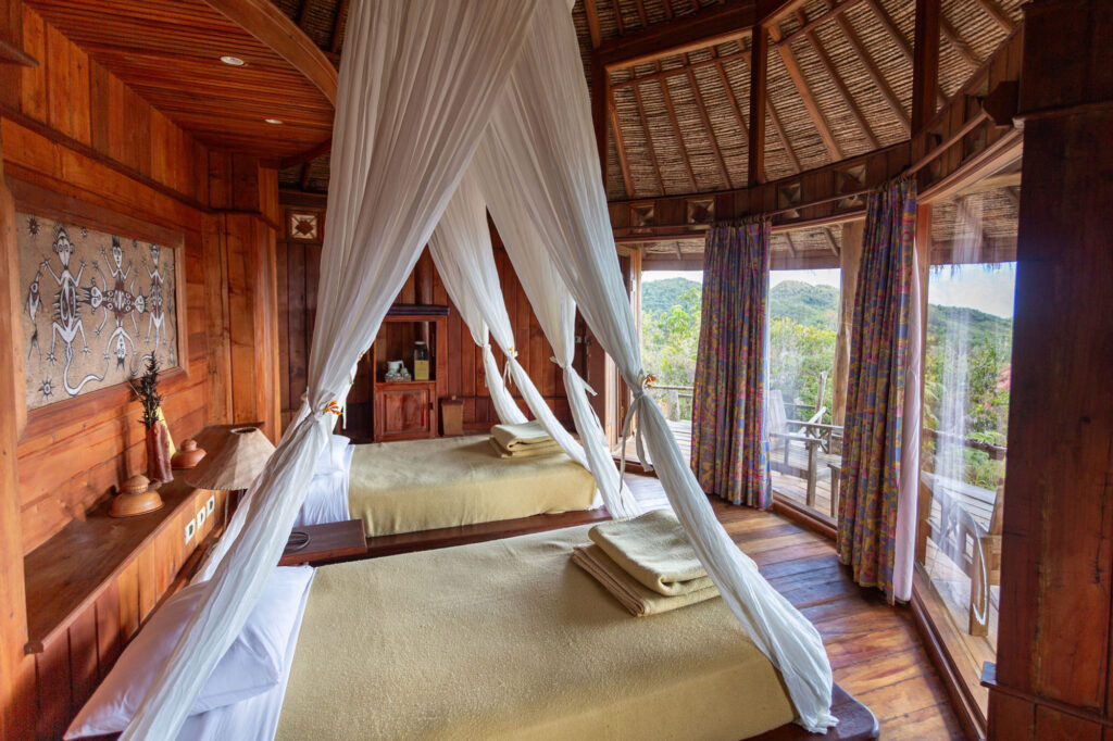 All bungalows are equipped with handmade cotton mosquito nets and 30 cm hotel-quality premium mattresses.